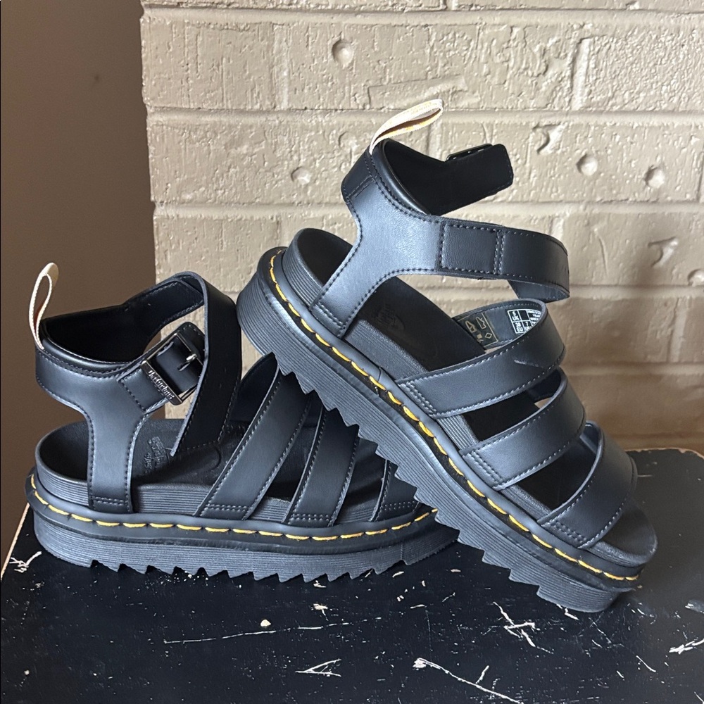 Women’s Dr. Martens Blaire Black Strappy Platform Sandals -  Adjustable Comfort